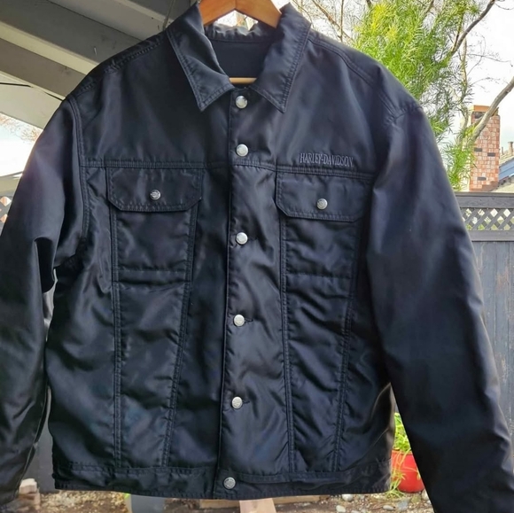 Harley-Davidson Men's Black Reverseable Black Denim Jacket Large